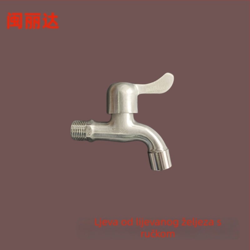 Kuhinjski faucet od nehrđajućeg čelika za perilicu i sudoper, model 1001, jednostruki spoj, otvaranje ključem, bakrena jezgrica ventila