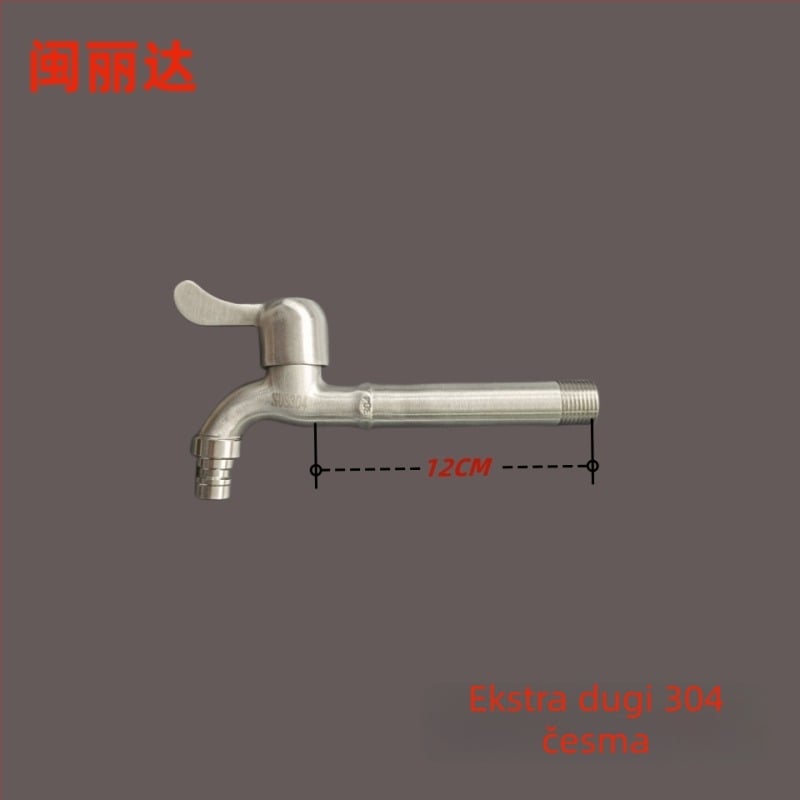 Kuhinjski faucet od nehrđajućeg čelika za perilicu i sudoper, model 1001, jednostruki spoj, otvaranje ključem, bakrena jezgrica ventila