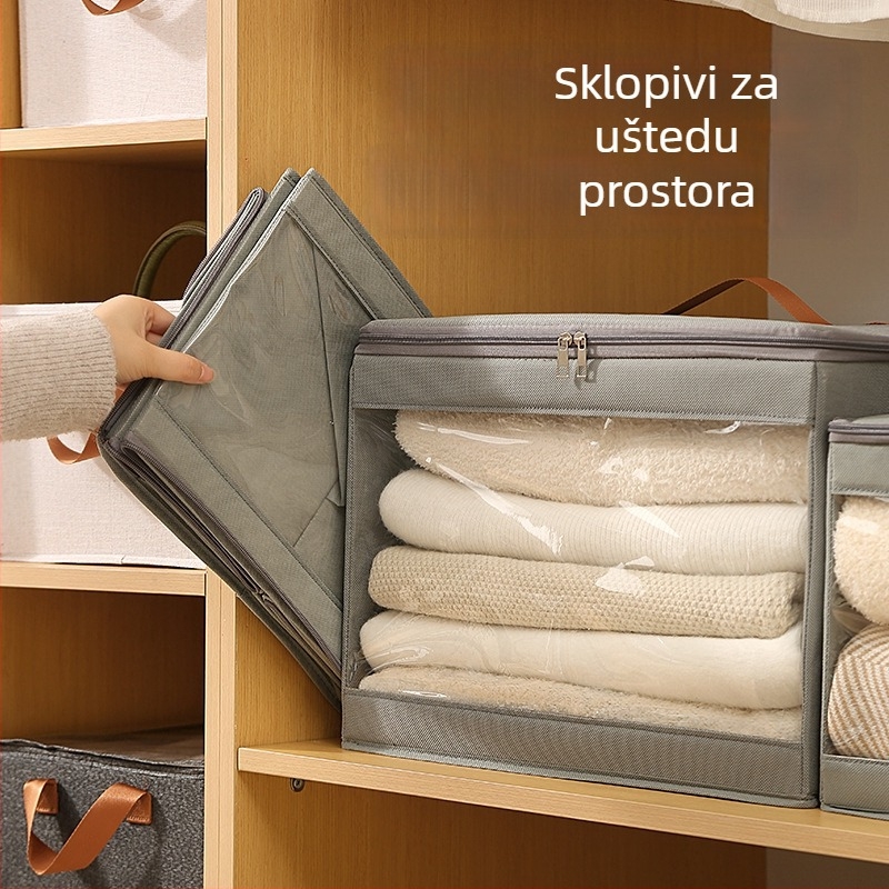 Kutija za skladištenje s poklopcem, 60 L kapacitet, sklopiva, od netkanog materijala