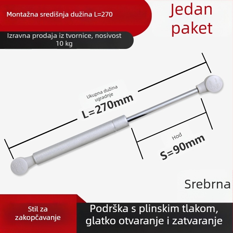 LIYU pneumatski gas strut za ormariće i tatami ploče – podrška za gornje otvaranje vrata, teleskopska šipka, model LIYU-pneumatic lever