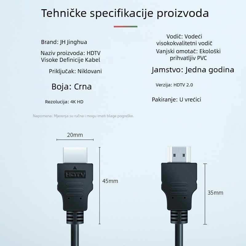HDTV podatkovni kabel 4K60Hz, duljina 1,5 m, bakreno oklopljeni čelični vodič, HDTV sučelje
