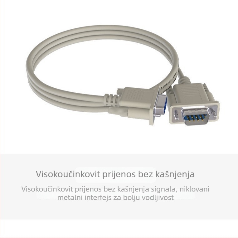 DB9 serijski kabel RS-232, COM sučelje, muški–ženski priključak, vodnik od bakarno oklopljenog čelika