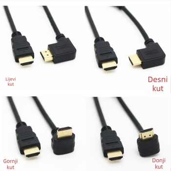 HDMI kabel s 90° kutem za TV/monitor, 4K, pozlaćen, dužina 1 m
