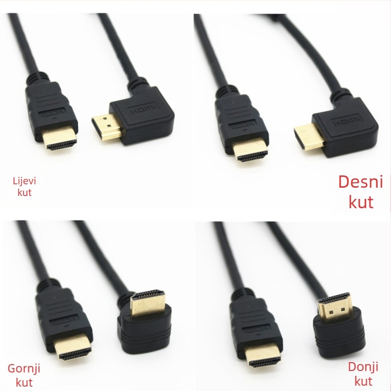 HDMI kabel s 90° kutem za TV/monitor, 4K, pozlaćen, dužina 1 m
