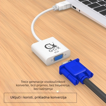 HDMI na VGA adapter s zvukom i napajanjem, 16 cm bakreni kabel s pozlaćenim premazom