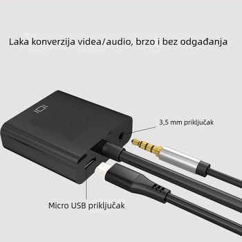 HDMI na VGA adapter s zvukom i napajanjem, 16 cm bakreni kabel s pozlaćenim premazom