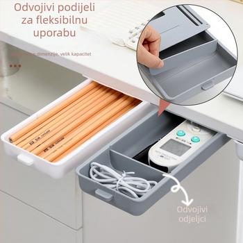 Kutija za pohranu ispod stola sa skrivenim ladicama, PP plast, kapacitet 1 L, model 1072, moderan minimalistički stil