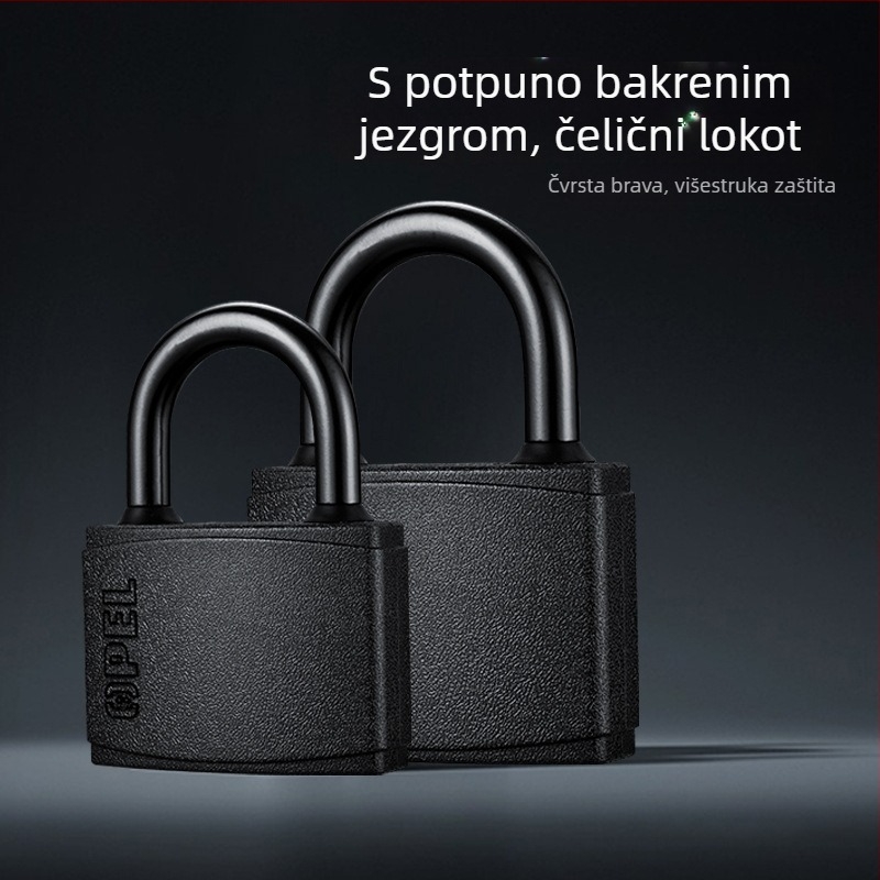 Kućni lokot s željeznim tijelom i bakrenim jezgrom, model W-Black-TK, za vrata, skladišta, kamione, zatvore, ormariće, prtljagu, škole i gradilišta.