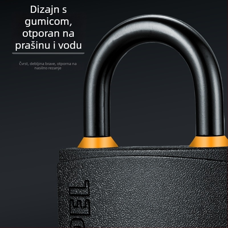 Kućni lokot s željeznim tijelom i bakrenim jezgrom, model W-Black-TK, za vrata, skladišta, kamione, zatvore, ormariće, prtljagu, škole i gradilišta.