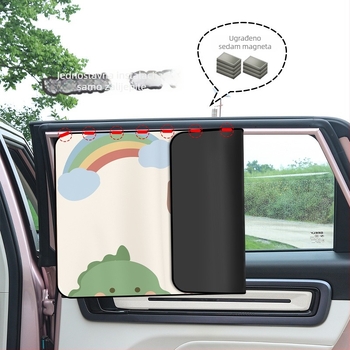 Automobilska magnetska sjenila za bočni prozor – karikatura dizajn, gradient uzorak, jednostavan stil, PVC (PVC; magnetsko pričvršćivanje; univerzalni modeli; gradientni uzorak)