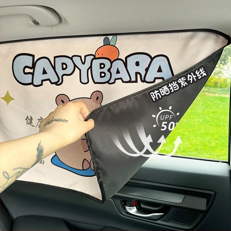 Automobilska magnetska sjenila za bočni prozor – karikatura dizajn, gradient uzorak, jednostavan stil, PVC (PVC; magnetsko pričvršćivanje; univerzalni modeli; gradientni uzorak)