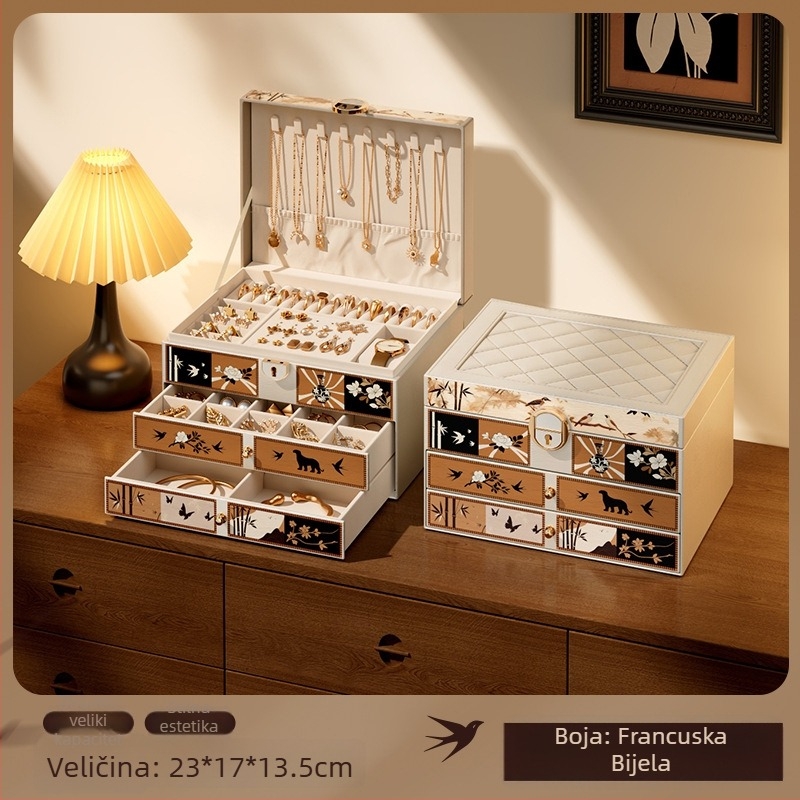 Kožna kutija za nakit, model 4244d, zapremina 18 L, višefunkcionalna, moderni minimalistički stil