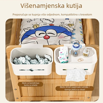 Vješena kutija za odlaganje uz krevet - plastična, bez montaže, kuka tip dizajn, 1 sloj, sklopiva i prijenosna