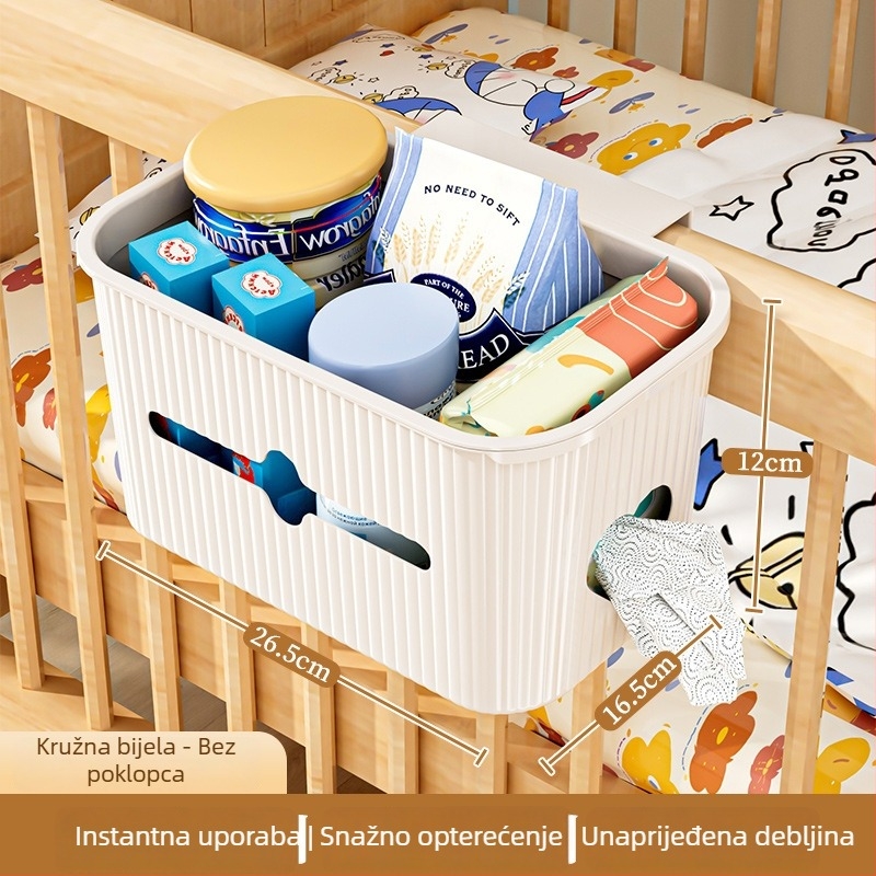 Vješena kutija za odlaganje uz krevet - plastična, bez montaže, kuka tip dizajn, 1 sloj, sklopiva i prijenosna