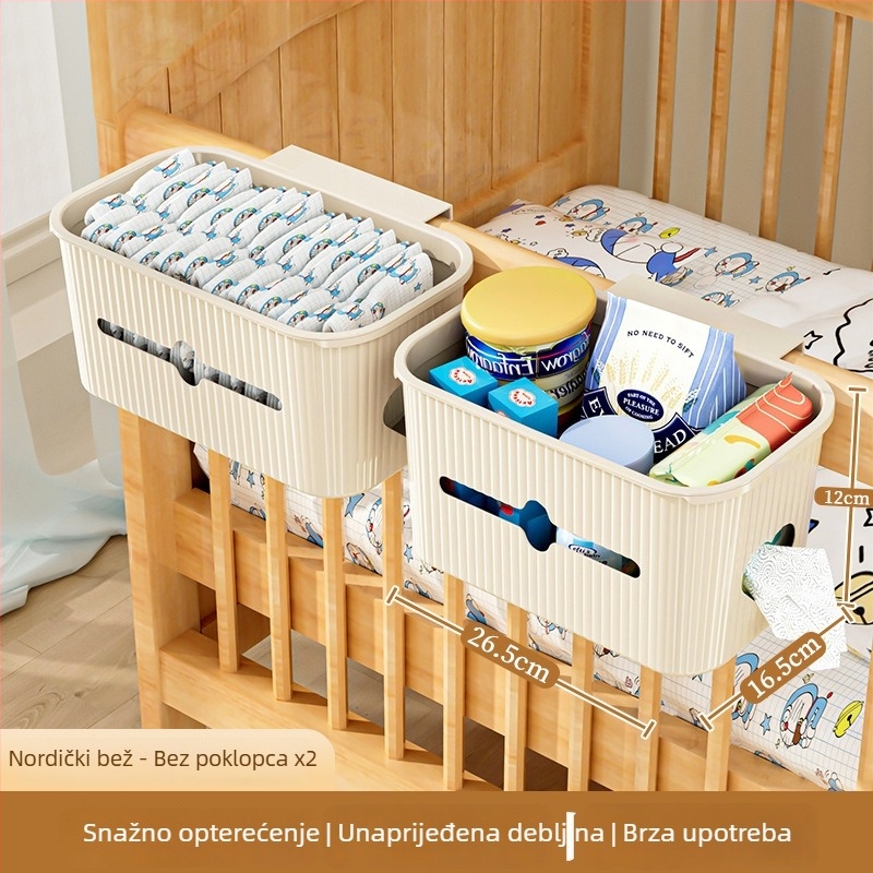 Vješena kutija za odlaganje uz krevet - plastična, bez montaže, kuka tip dizajn, 1 sloj, sklopiva i prijenosna