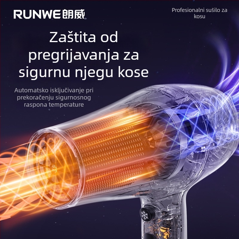 Profesionalno sušilo za kosu s brush motorom, 2000W, 220V, vrući/hladni zrak, tehnologija plavog svjetla i negativnih iona
