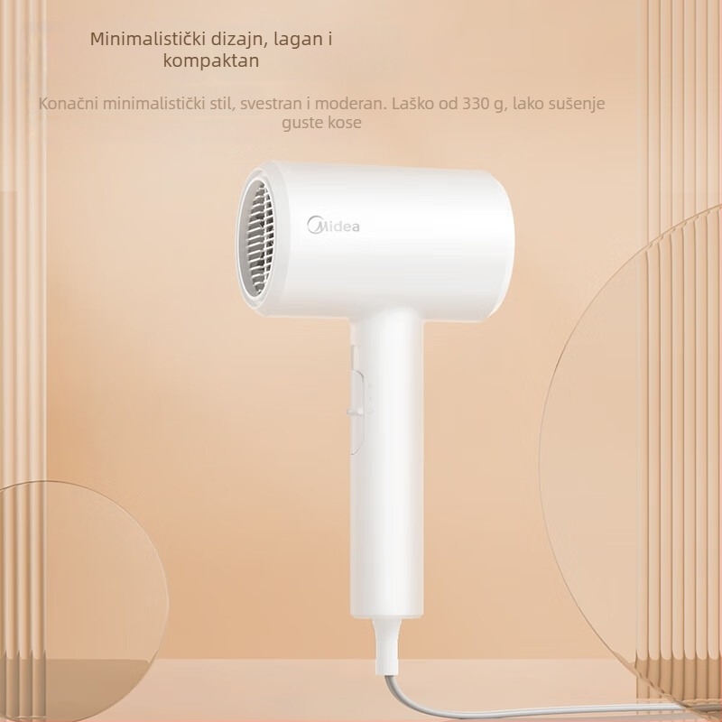 Midea FJ102 sušilo za kosu, 1800 W, DC motor, 220 V, 10.000 negativnih iona, hladan i topao zrak
