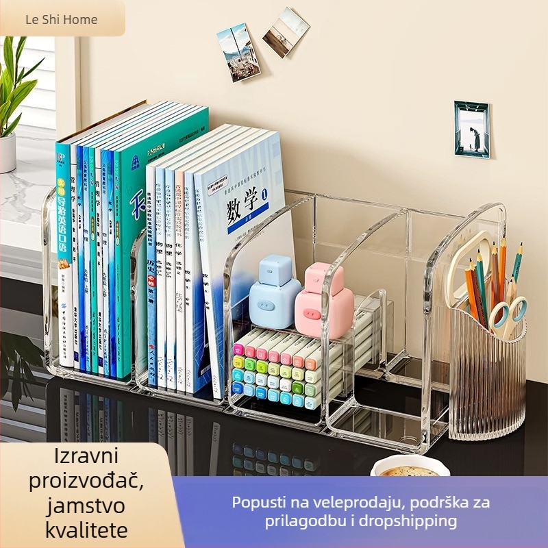 Desktop kutija za skladištenje s pregradama, PET plast, kapacitet 4 L, tri ili četiri pretinca, model 7669, mogućnost prilagodbe.
