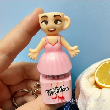 Plastični ključni lančić, sladak stil, blind-box serija za ublažavanje stresa, s gumbom za glas