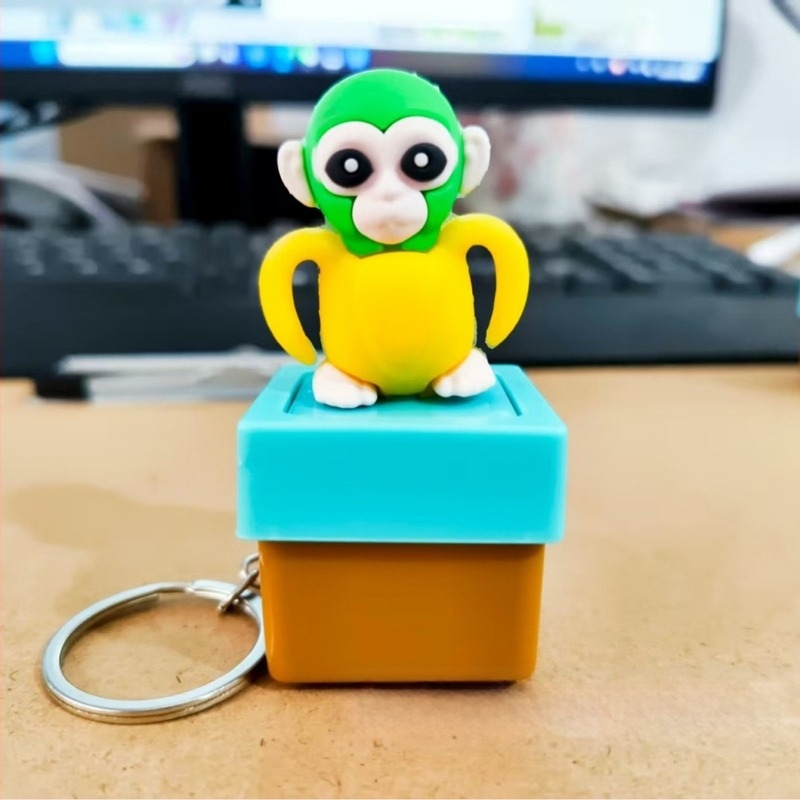 Plastični ključni lančić, sladak stil, blind-box serija za ublažavanje stresa, s gumbom za glas