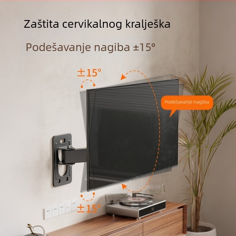 Zidni držač za TV/LCD monitor, rotirajući i izvučni, model Wmx012, nosivost 11–15 kg, materijal: željezo