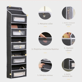 Zidna torba za skladištenje s prozorom, velika kapaciteta, višeslojni organizator (netkani materijal, sklopiva, višestruka namjena)