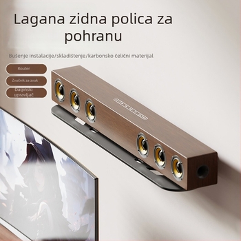 Zidni regal za pohranu usmjerivača i set‑top kutije; karbonsko čeli; montaža na zid bez bušenja; 1 polica; moderan i jednostavan dizajn
