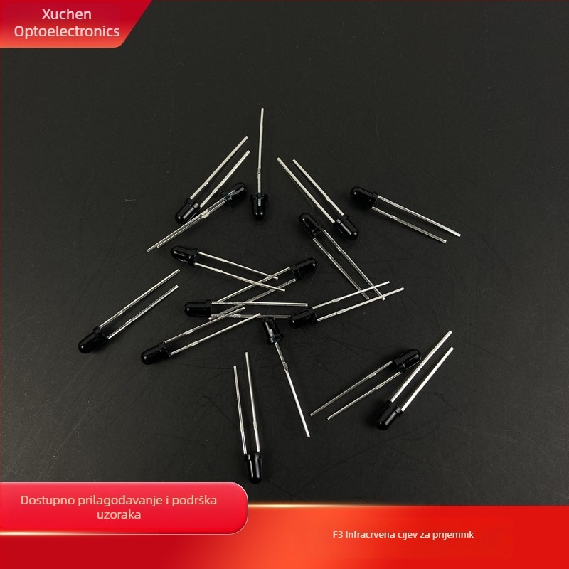 F3 infracrvena prijemna cijev – model F3; napon 2,7–2,8 V; struja 20 mA; valna duljina 850/940 nm; snaga 0,06 W