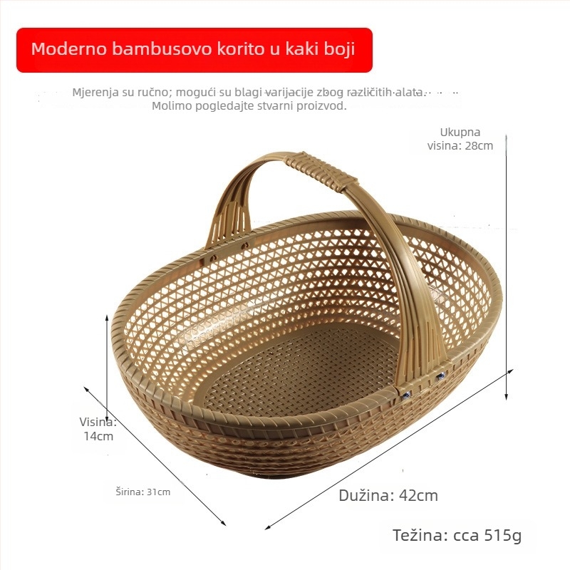Plastični koš za voće i povrće, model 0-3, suvremen minimalistički stil, za kućnu upotrebu