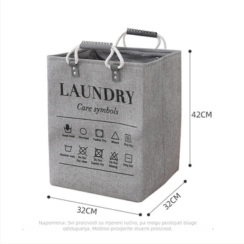 Košara za skladištenje od lana s ručkama od pamukovog užeta - model Cotton rope portable linen storage basket-01, moderan minimalistički stil, za odjeću, kozmetiku, knjige i kablove