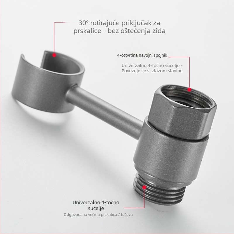 Držač za WC tuš s okretanjem – nehrđajući čelik, montaža bez bušenja, čvrsta baza, trokutasto tijelo ventila