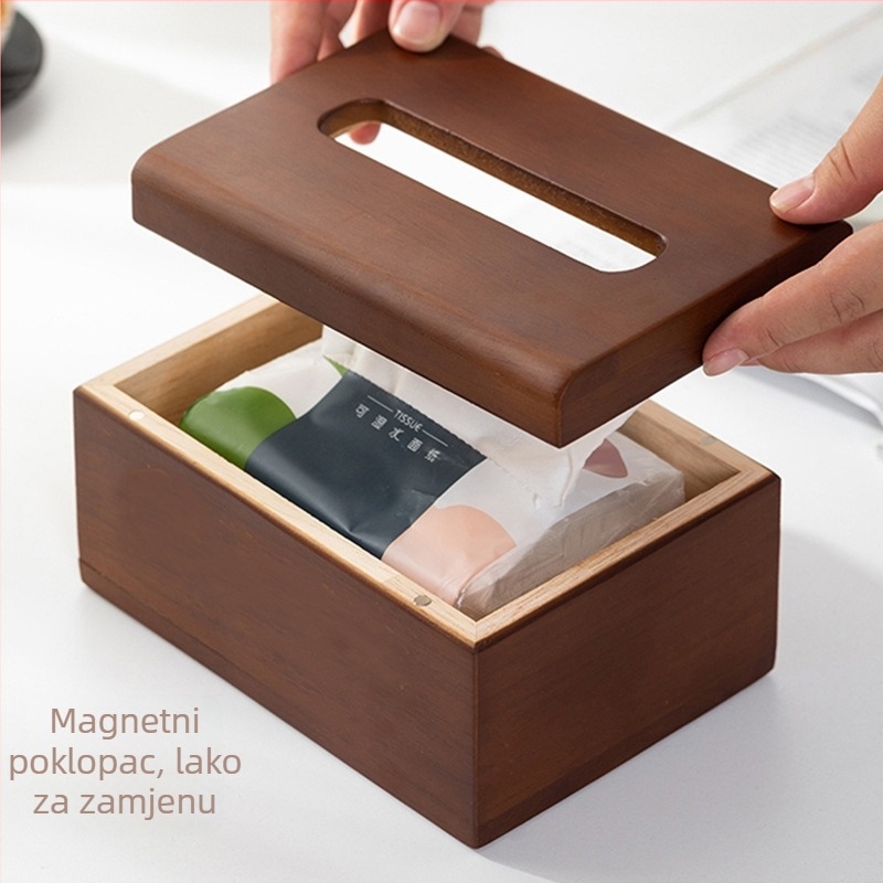 Drvena kutija za papirnate maramice, model ZJH03, mogućnost tiskanja logotipa, prilagodba, višestruka namjena, Novi kineski stil