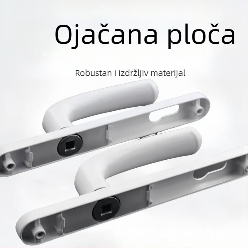 Drška za balkonska vrata s bravom, aluminijska legura, model Plastic-Steel, tip 85/92, jednotočkovno zaključavanje, za staklena vrata spavaće sobe/balkona