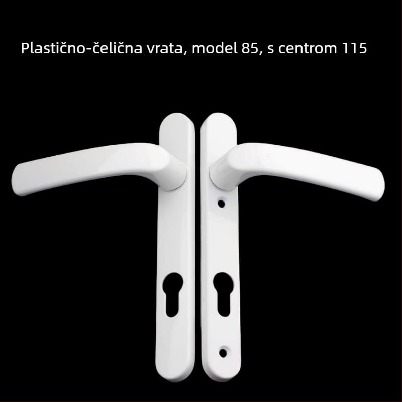 Drška za balkonska vrata s bravom, aluminijska legura, model Plastic-Steel, tip 85/92, jednotočkovno zaključavanje, za staklena vrata spavaće sobe/balkona