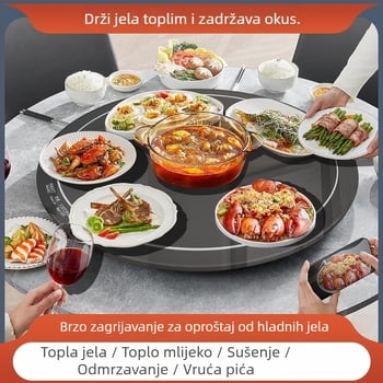 Pametna ploča za grijanje hrane s konstantnom temperaturom, prilagodljiva, 500W, 220V, težina 600 g