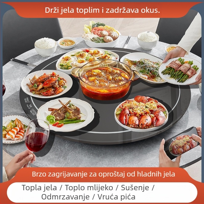 Pametna ploča za grijanje hrane s konstantnom temperaturom, prilagodljiva, 500W, 220V, težina 600 g