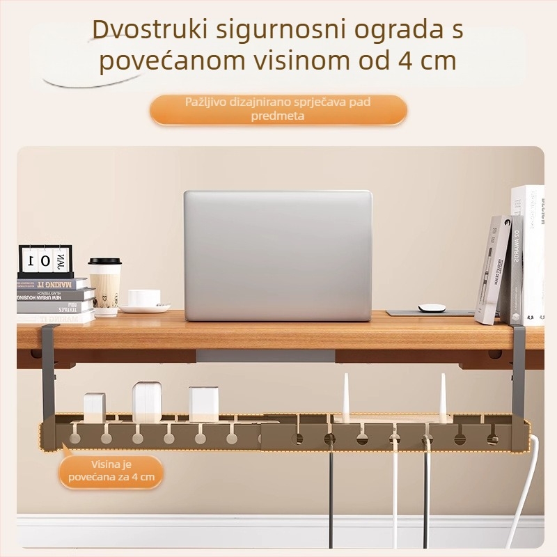 Ispod stola izvučni organizator za kablove, od željeza, moderni minimalistički stil, upravljanje kabelima