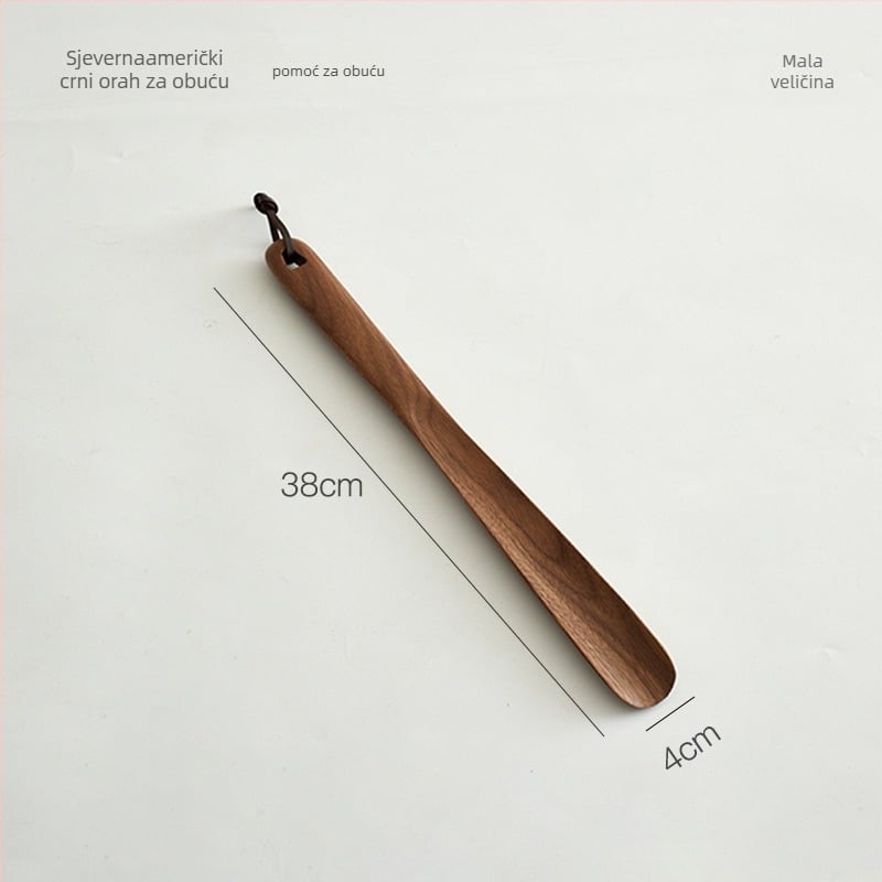 Drveni štih za cipele od orašastog drveta s bazom i dugim drškom – kućni pomoćnik za obuvanje cipela, cijelo godišnje korištenje