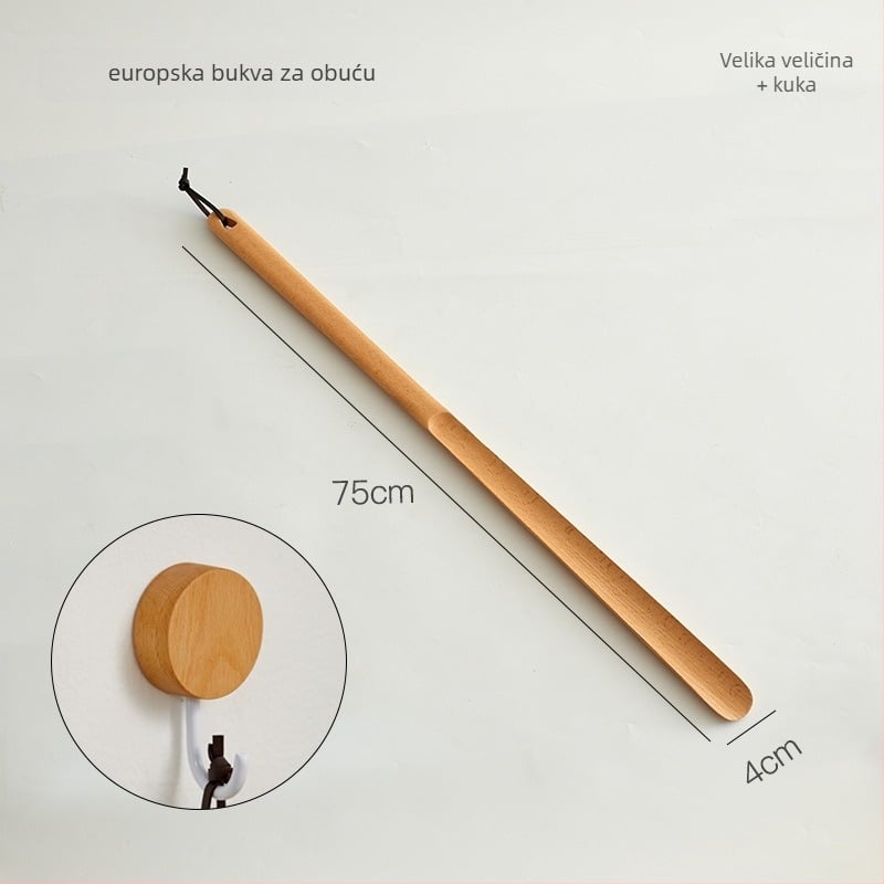 Drveni štih za cipele od orašastog drveta s bazom i dugim drškom – kućni pomoćnik za obuvanje cipela, cijelo godišnje korištenje