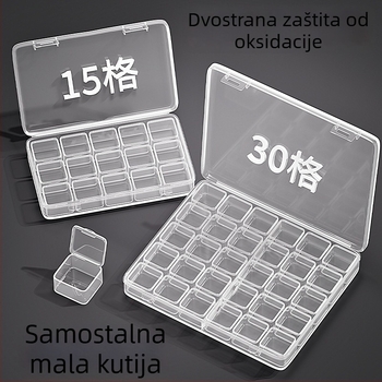 Kutija za nakit, prozirna, s poklopcem, može se slagati, s pregradama