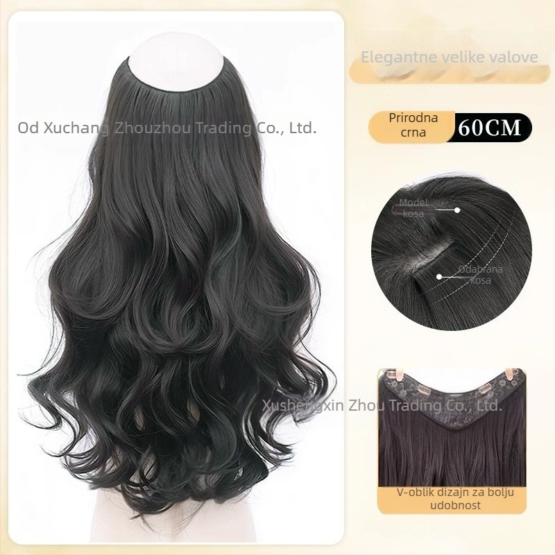 Peruka: duga kosa, veliki valovi, vlakno otporno na visoke temperature, model SC60, jednodijelna konstrukcija