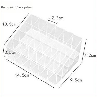 Prozirna akril kozmetička kutija s podjelama — stolni organizator šminke, moderni minimalistički stil