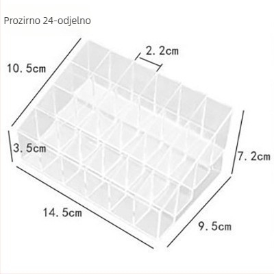 Prozirna akril kozmetička kutija s podjelama — stolni organizator šminke, moderni minimalistički stil