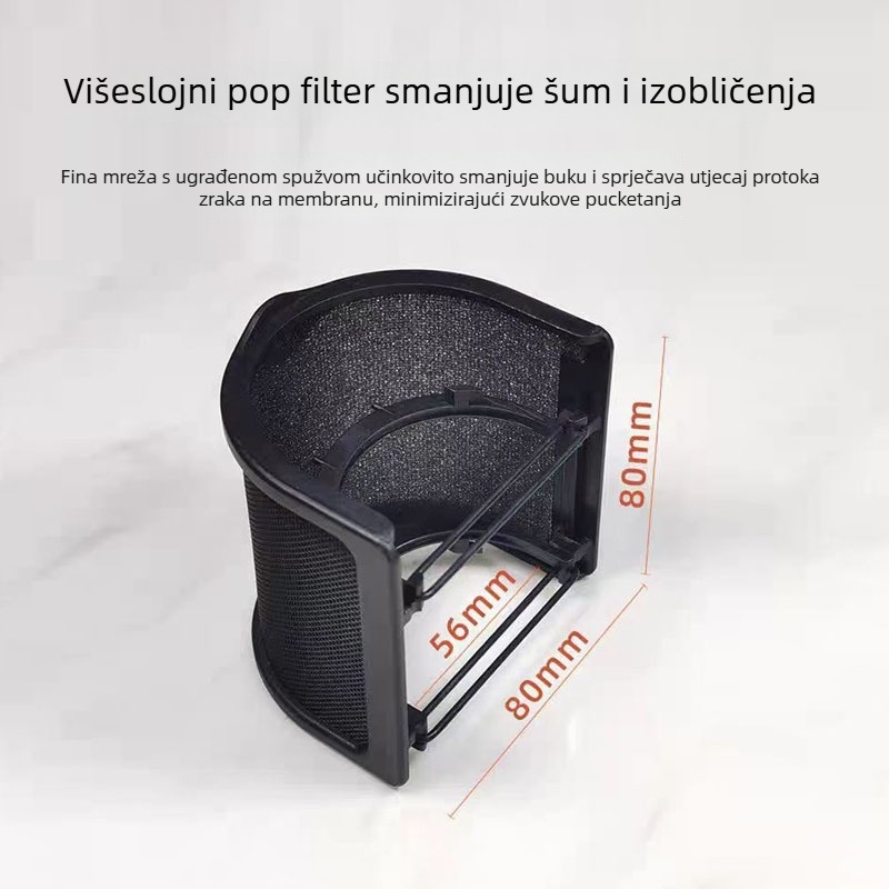 Mile Sound F-03 Kondenzatorski Mikrofon – U-oblik Mreže Protiv Spreja, Vjetroviti Mikrofon Dodaci