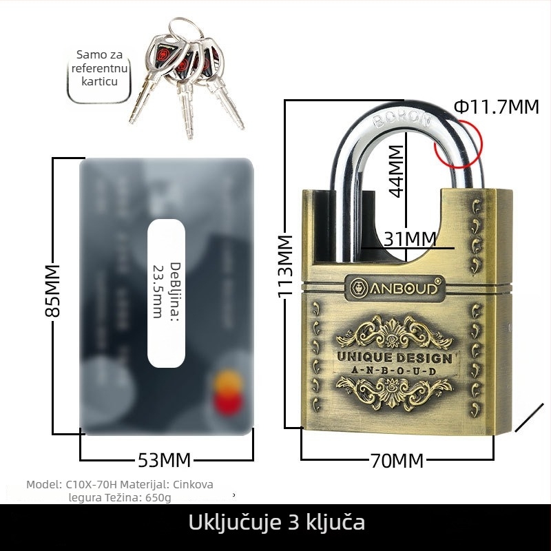 Kućni katanc Tip C – Anbond, legura čelika, moderni stil