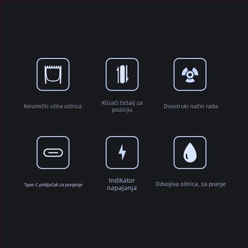 Bežični uređaj za šišanje kose s ugrađenom baterijom 1000-1200 mAh, motor s četkicom, oštrica od titanijskog legura, trajanje baterije 1-3 sata