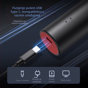 Bežični uređaj za šišanje kose s ugrađenom baterijom 1000-1200 mAh, motor s četkicom, oštrica od titanijskog legura, trajanje baterije 1-3 sata