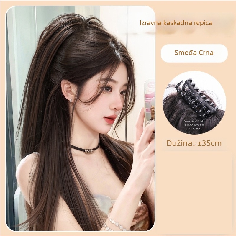 Perika s repom – Stil: snop kose, Model Graffiti Waterfall Straight, Materijal kose: žica otporna na visoke temperature, Tehnologija obrade: mehanizam