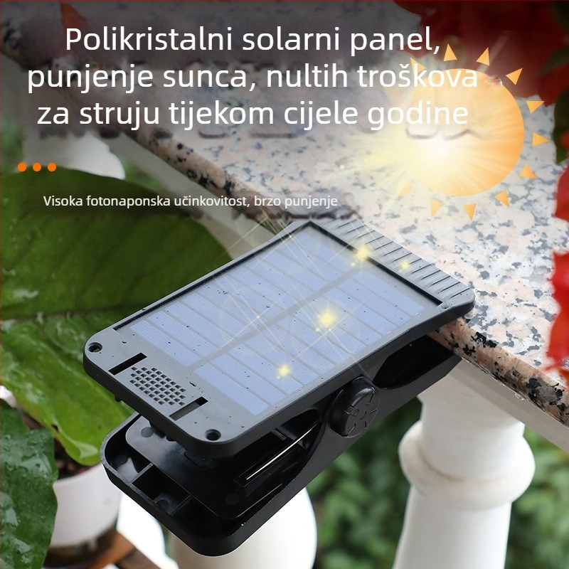Solarna klip lampica s senzorom pokreta za vanjsku upotrebu – vodootporna zidna svjetiljka za ogradu, bijela/topla svjetlost, 5W, 3.7V, 6–12 sati osvjetljenja