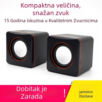 Računalni zvučnici 2.0, izlazna snaga 2×3W, USB napajanje, USB i 3,5 mm ulaz, frekvencijski raspon 60 Hz–15 kHz